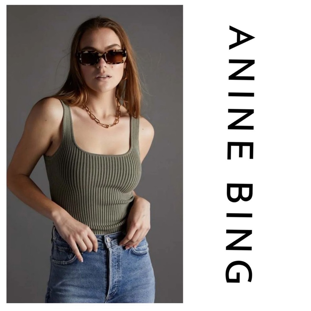 Anine Bing Joise Tank Size M New with Tag Green Khaki and Olive